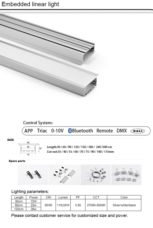 Aluminum Embedded Led Linear Light - Linear Lighting - 1