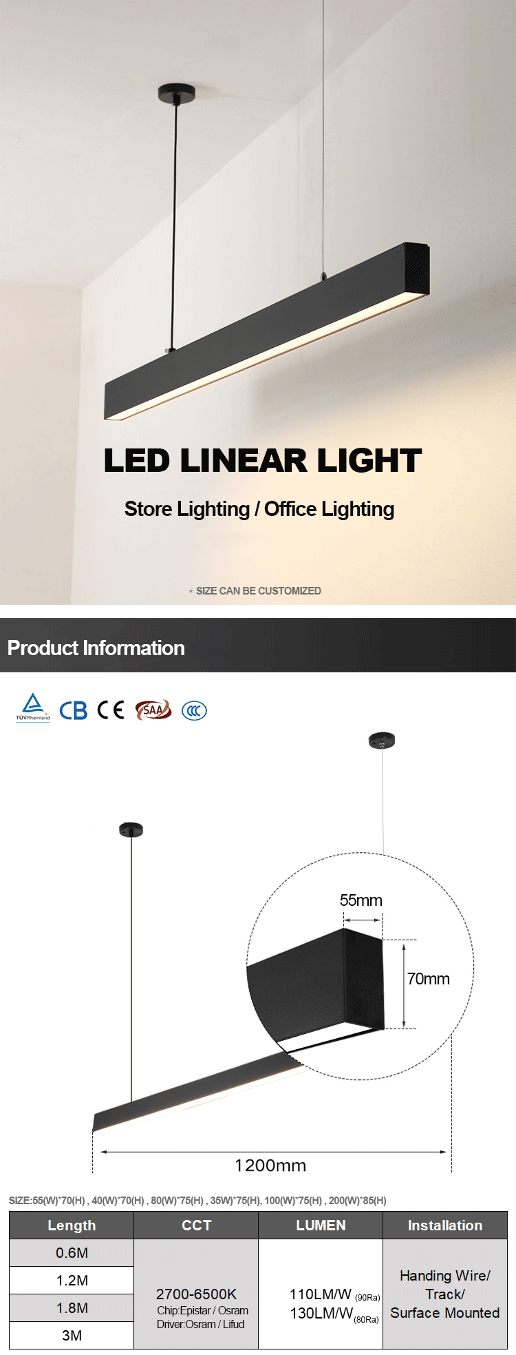 High quality aluminum 20W 40W LED linear light 1.2m 1.8m - News - 1